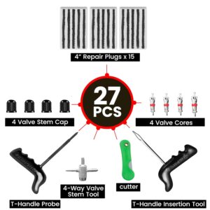 GRAND PITSTOP Universal Tubeless Tyre Puncture Kit with Strips, Puncture Repair Kit On The Go, 24 pcs Value Pack Tubless Tire Plug Kit for Autos, Cars, Motorcycles, Trucks, RVs, etc.